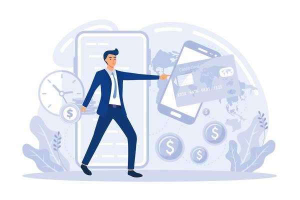 Business Professional Interacting with Digital Payment Interfaces, Representing the Advantages of Real-Time Payments for Businesses