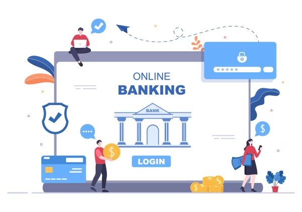 Scalability for Growing Businesses Illustration of Online Banking with a Secure Login, Financial Transactions, and Digital Payment Features