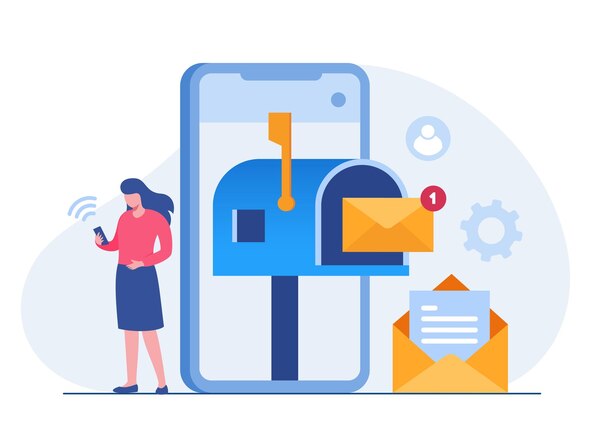 Scale Your Payment Operations Effortlessly Woman Using a Phone to Manage Mailed Checks, with a Digital Mailbox Notification
