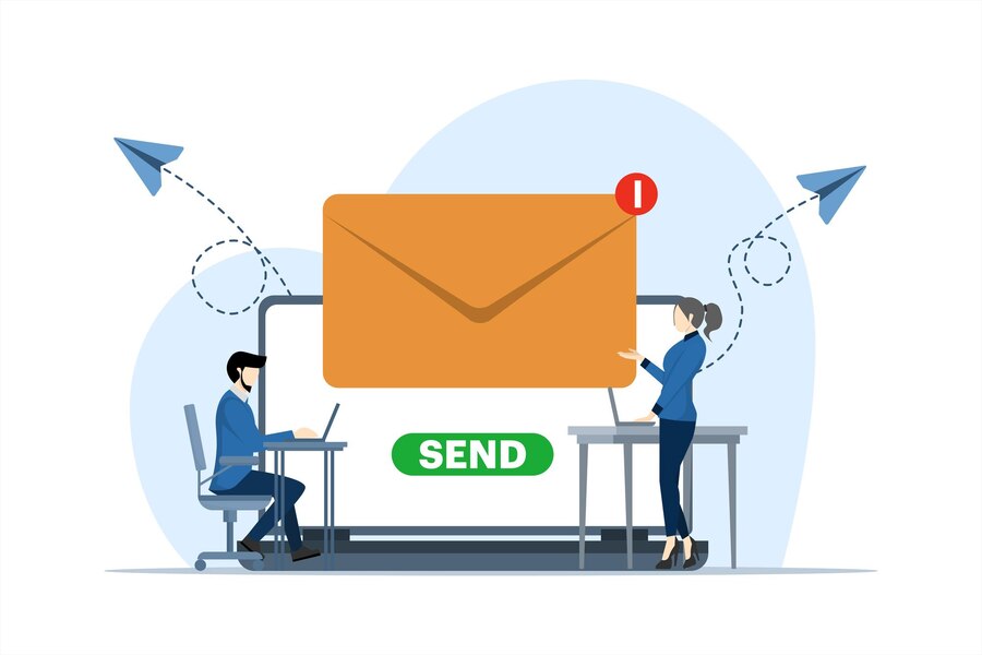 Secure and Compliant Mailed Payments Business Professionals Sending Checks Digitally Via an Online System