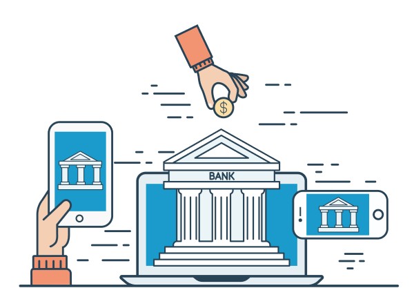 Why Choose FinoGates for FedNow Integration? Digital Banking Concept with Mobile Transactions and Bank Building