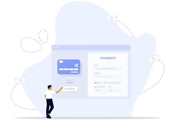 Mobile Wallet Interface Showing Transactions and Payment Options on a Smartphone with a User Standing Nearby