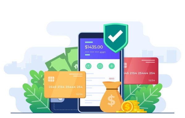 Fast, Secure Wallet Integration Mobile Wallet Interface Showing Transactions and Payment Options on a Smartphone with a User Standing Nearby