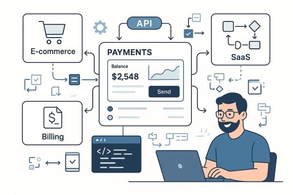Mobile Wallet Interface Showing Transactions and Payment Options on a Smartphone with a User Standing Nearby