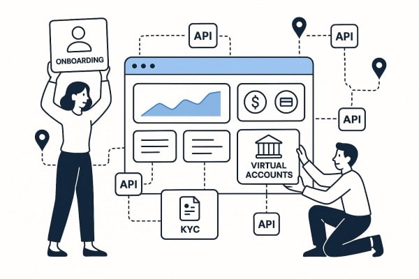 Launch and Scale With Embedded Infrastructure Mobile Wallet Interface Showing Transactions and Payment Options on a Smartphone with a User Standing Nearby